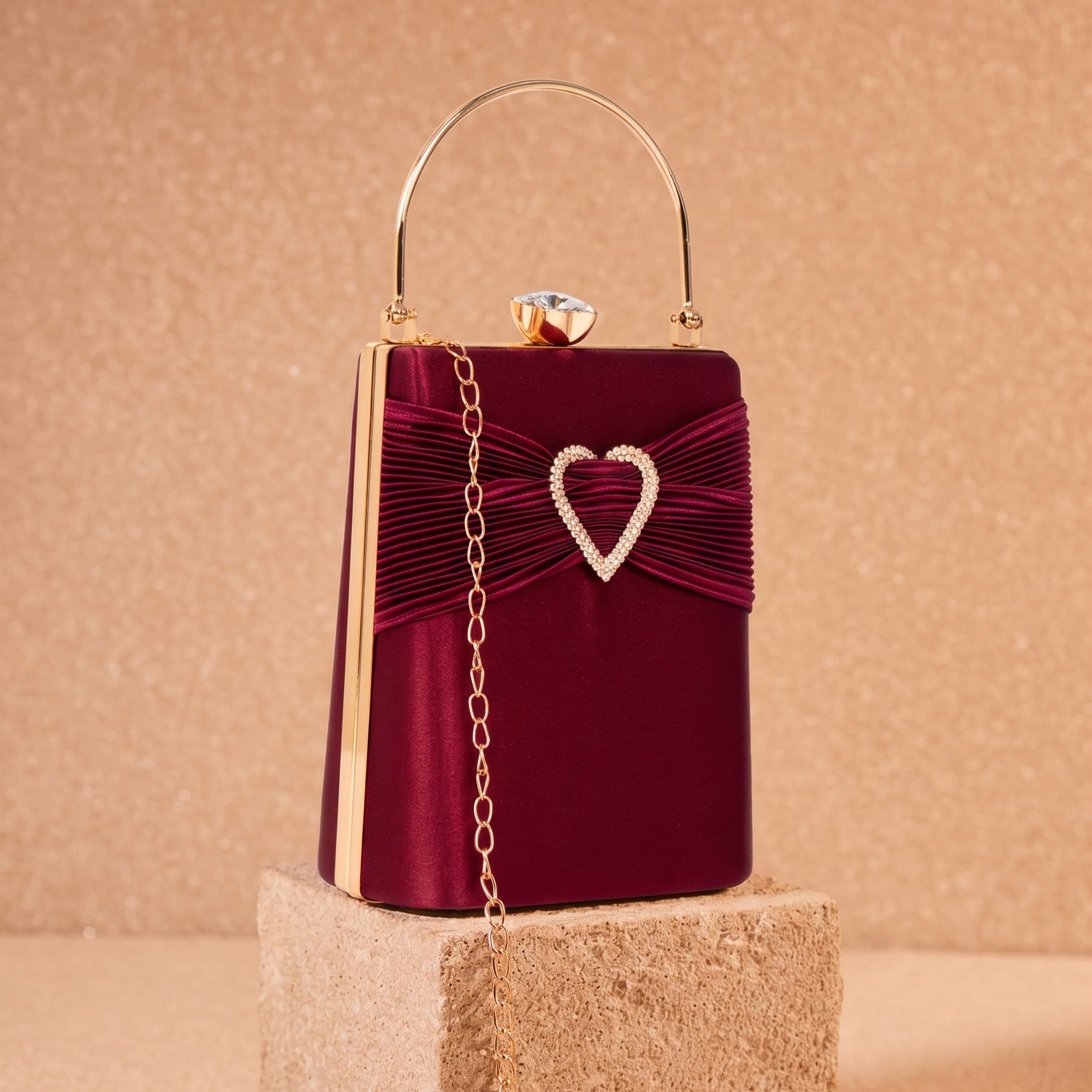 Satin Heartbeat Clutch