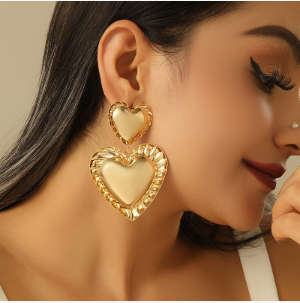 Golden Heart Drops Earrings