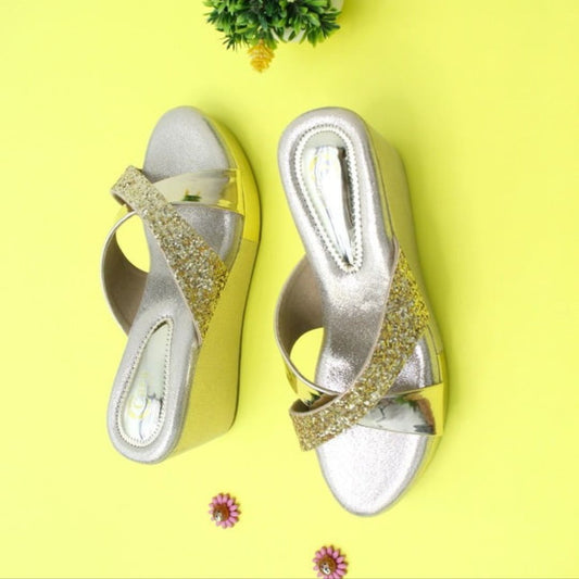Cara's Stylish Silver Shimmery Platform Heels