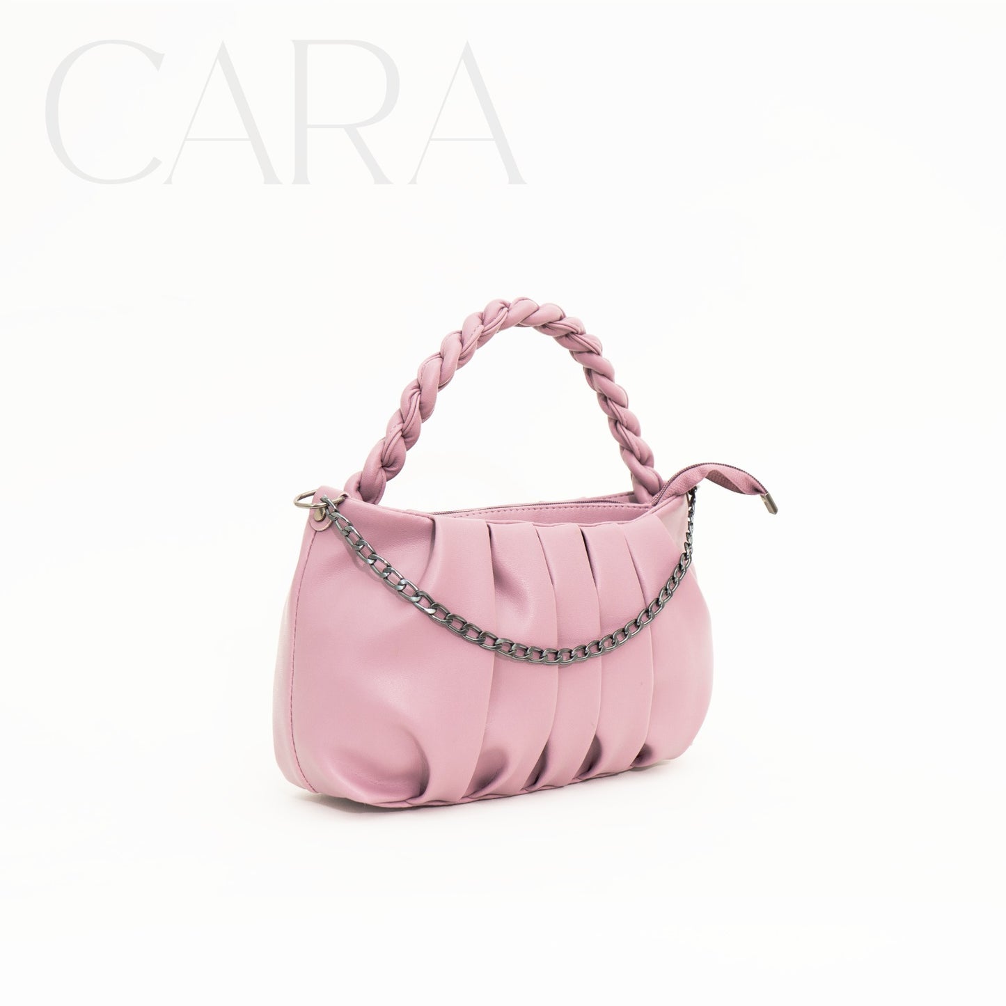 Baby pink Braided Pleat Bag