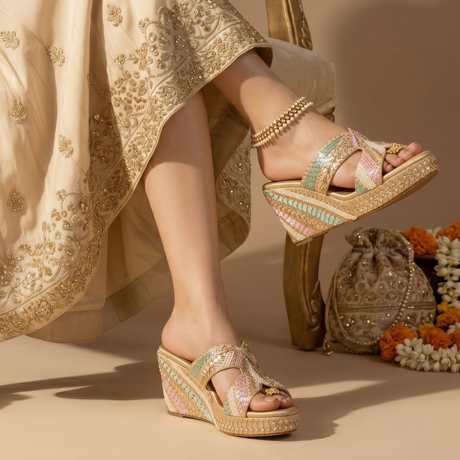 Sparkle Bead Comfort Wedges