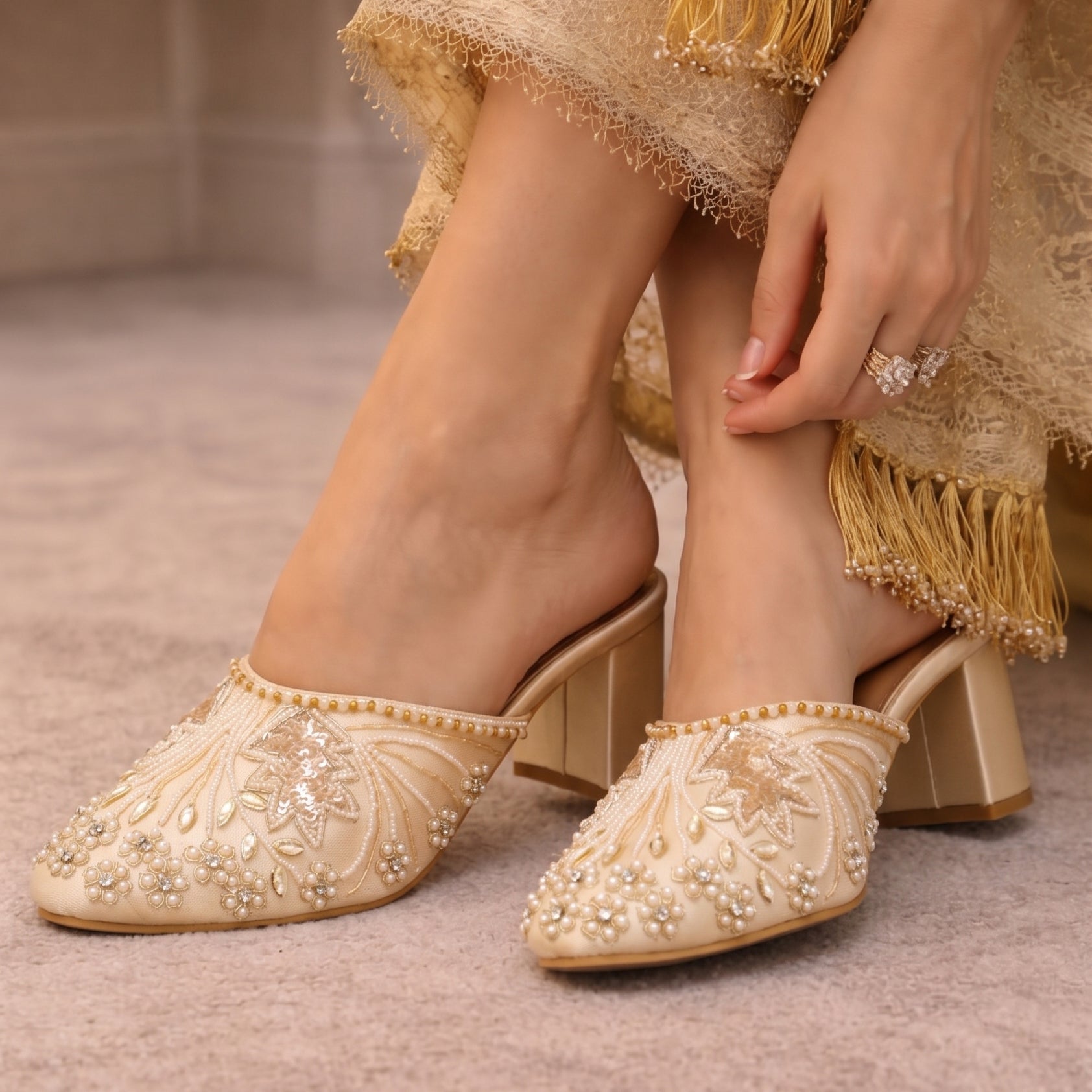 Festive Glide Beaded Heels