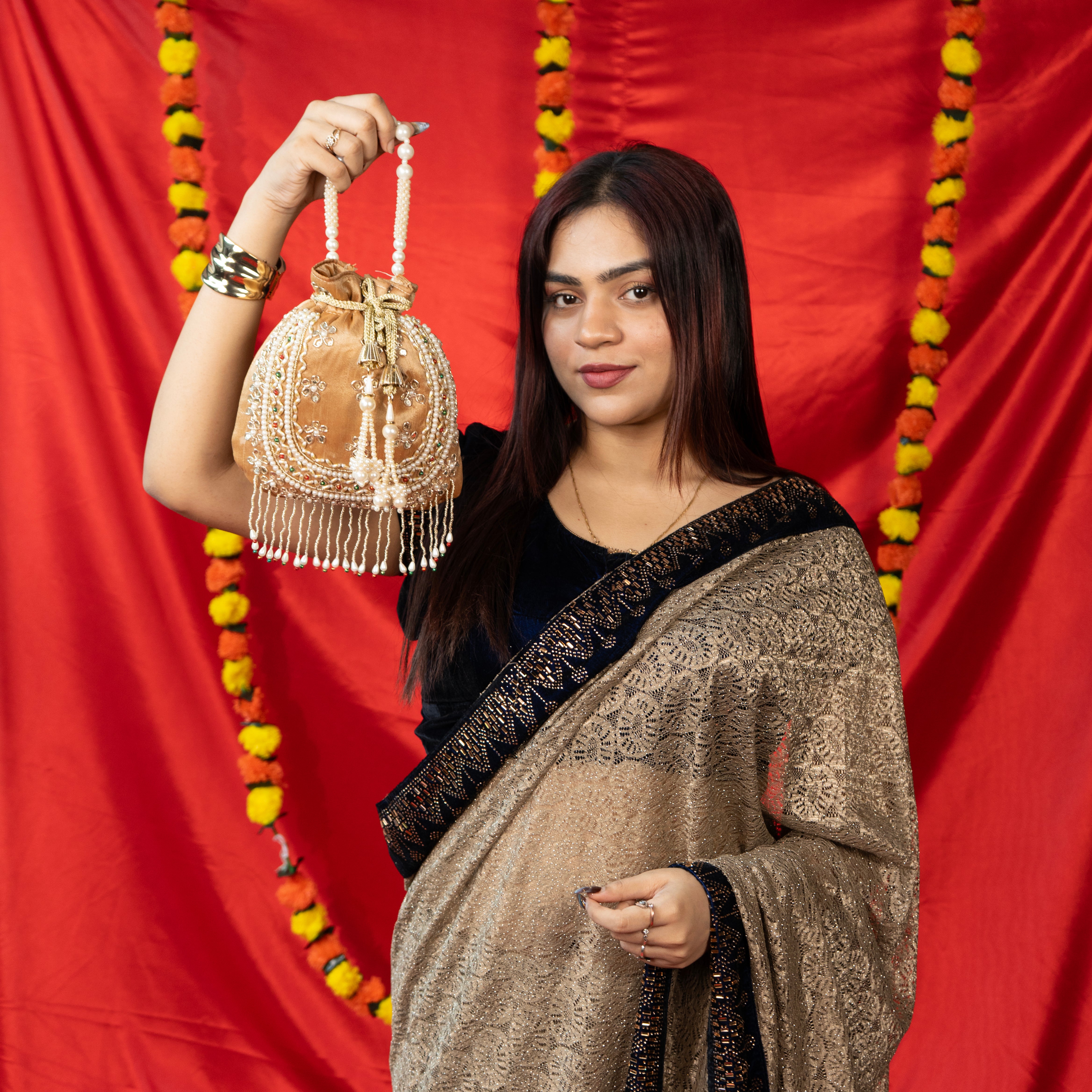 Blush Gold Braid Potli