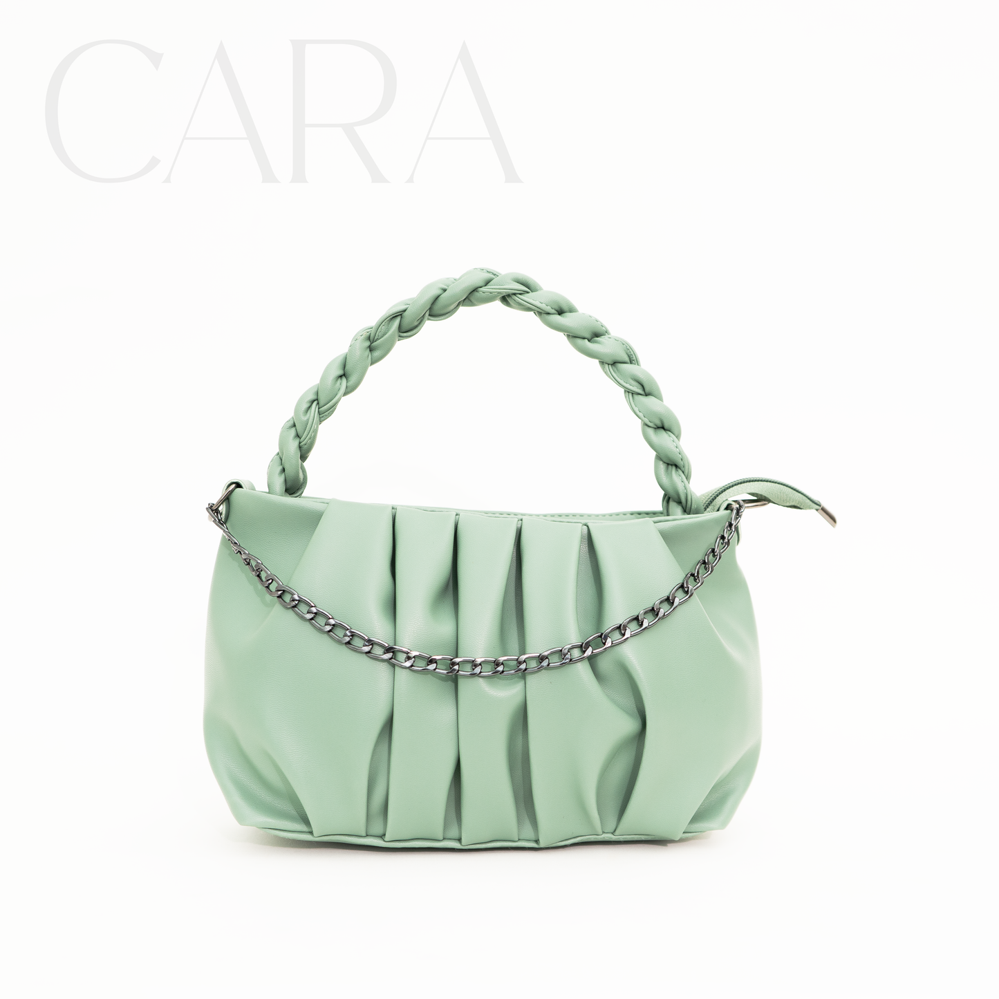 Mint Elegance: Pretty Pleated hand bag